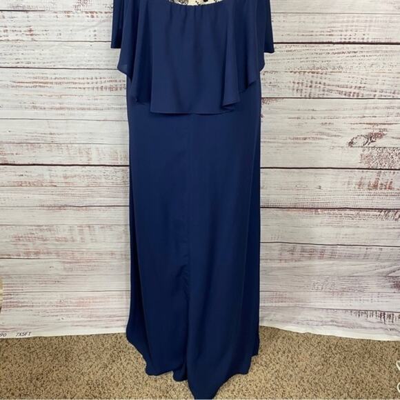 Show me your MuMU  Navy Halter Chiffon Maxi bridal size XXsmall Summer Dress‎ - Picture 9 of 10